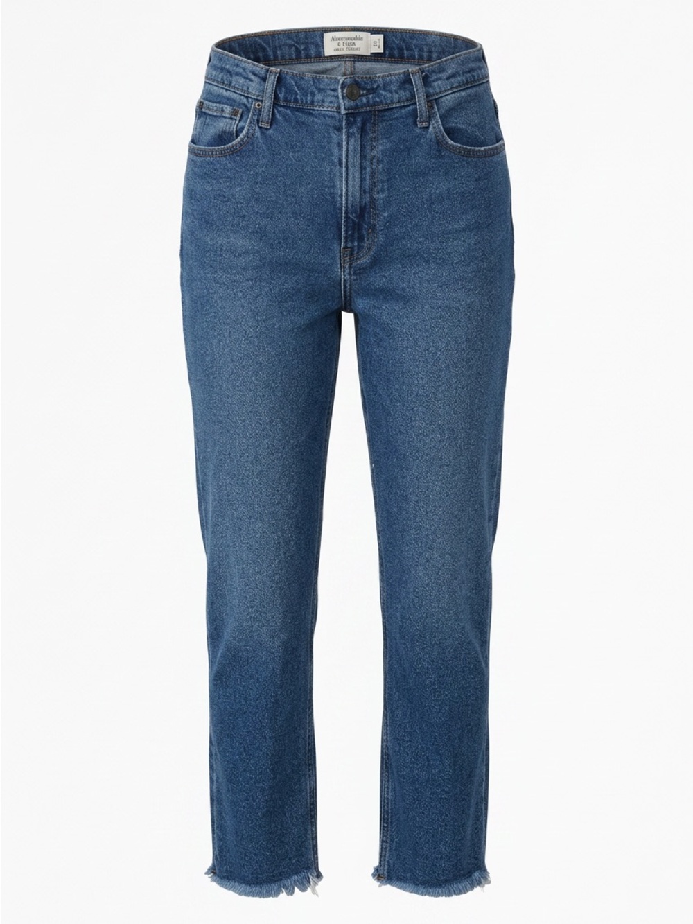 Abercrombie & Fitch Women's Cropped Straight Jeans in Medium Blue